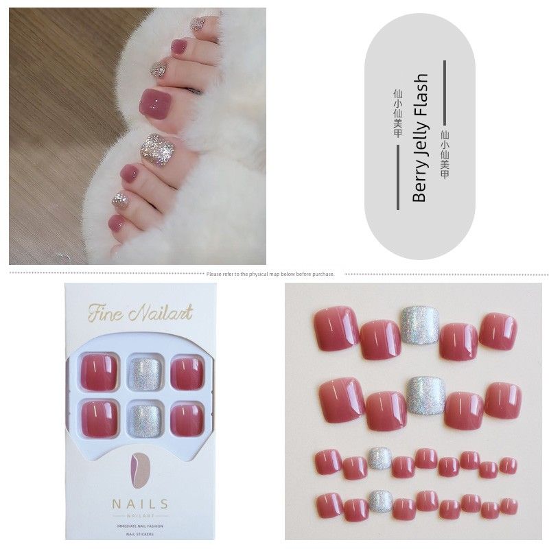 

Оранжевый Джамп Серебряный Глиттер Носок Носить Ноготь Лето Дофаминовые Наклейки для Ногтей Мода Ветер Готовый Продукт Разборка Накладной Кончик Ногтя 105-Berry Jelly Flash