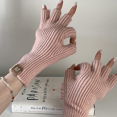 Knitted Wool Woman Winter Gloves Fashion Thicken Half-finger Half Finger Gloves Korean Style Glove Bracers Winter Warm