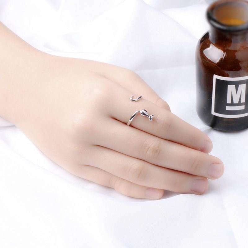 Cat Finger Rings Cat Adjustable Opening Rings Alloy Material Party Jewelry