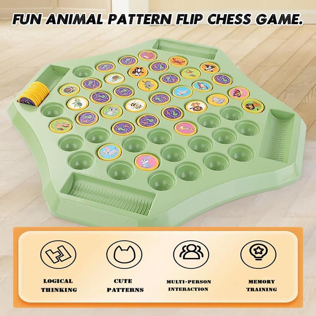 Montessori Children Educational Board Game 2 Player Fruit Animal Flip Chess Memory Game Fun Family Game Party Toys Puzzle Game