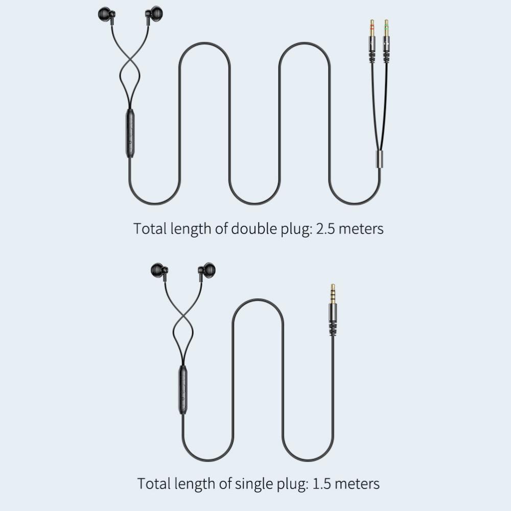 in Ear 3.5mm Wired Earphones 3.5mm Jack Wired Headset Dual Jack Headphones  for Desktop/Computer/PC