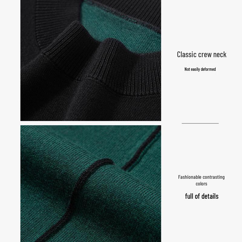 LUOZI Men's Loose-Fit Round Neck Wool Sweater