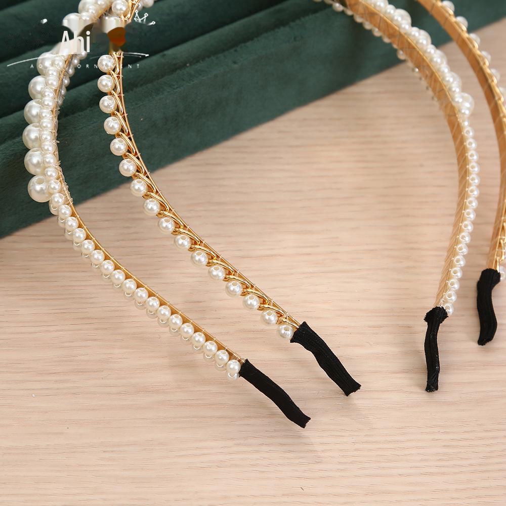 "Korean Style Pearl Bridal Headband - Handmade Fashion Accessory"