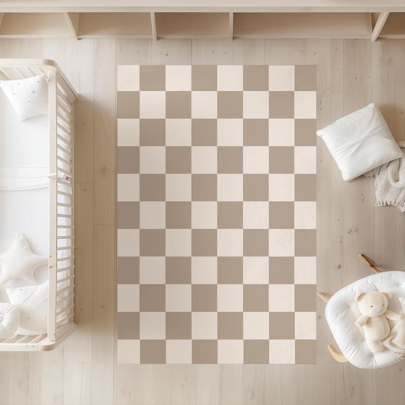 Printed Chick White Black Checkered Area Runner Rug Elegant Machine Washable Checkerboard Pattern Print Carpet Modern Home Gift