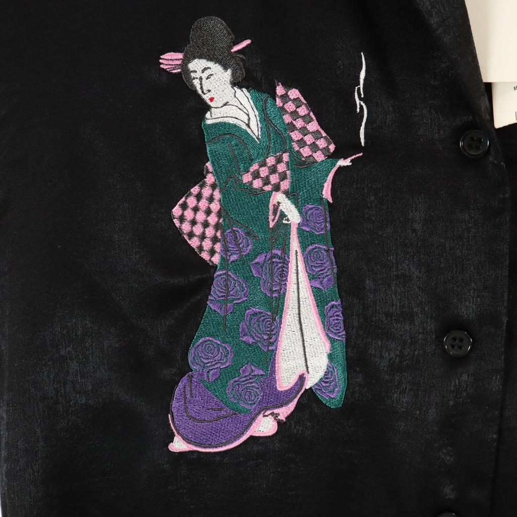 Jouetie Unused Tokyo Maiko Embroidery Long Sleeve V Neck Open Collar Shirt Women Used
