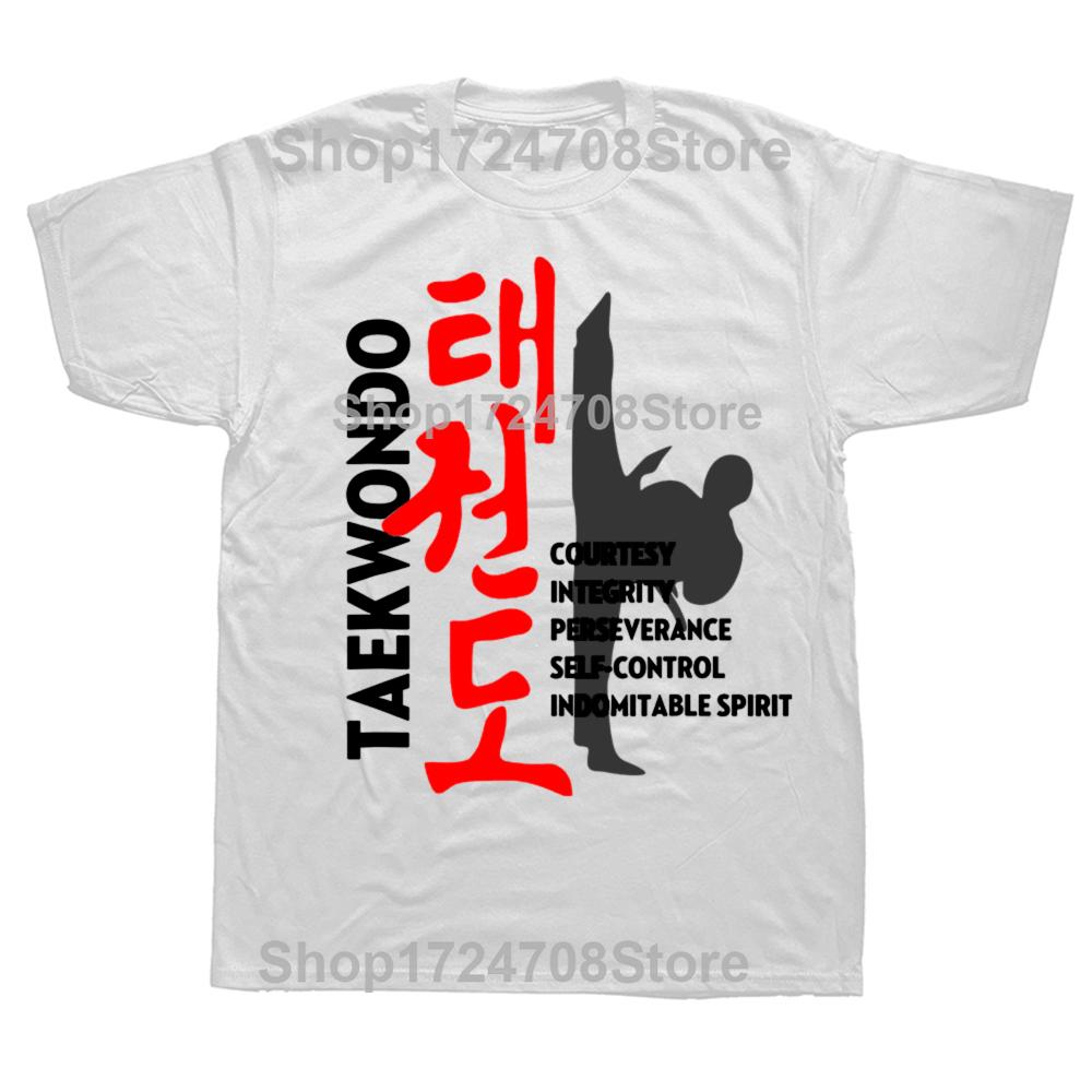 Karate Taekwondo Funny Cat Jiu Jitsu Korean Martial Arts Kick Fighting T Shirt Oversize Printed Casual Tee Casual Short Sleeve