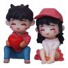 Miniature Cute Romantic Couple Statue, Boy Giving Heart To Girl Decorative Showpiece - Valentines Day Gift