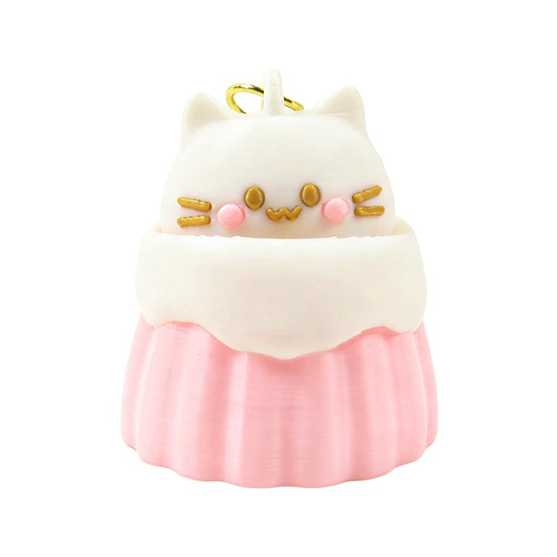 1 Pcs Kawaii Cake Cat Clicker Fidget Keychain Cute Pet Stress Relief Pendant Mini Decompression Toy Gift