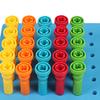 Peg Board Set Toys 6 Holes 5 Colors Educational Fun Plastic Material Rounded Corners Stacking Peg Board Toy for Toddlers