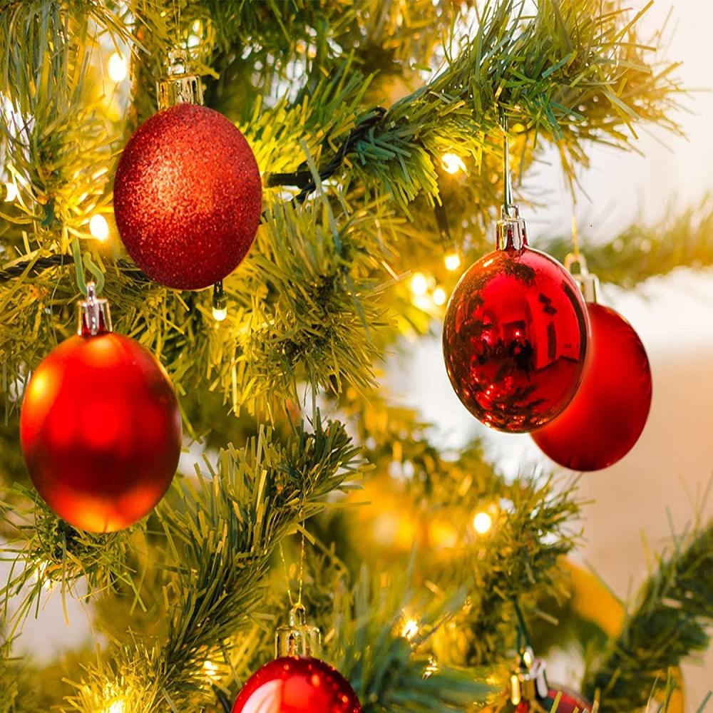 24Pcs Red Balls Ornament Christmas Tree Decoration Hanging Globe Decor 6cm New