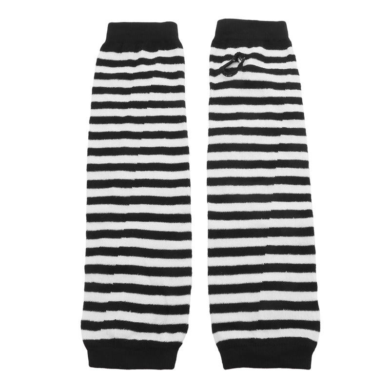 Dámské pruhované punkové gotické dlouhé návleky na ruce Zimní strečové rukavice bez prstů s otvorem na palec Pro chladné počasí