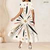 Women Plus Size Black Floral Printed Round Neck Short Sleeve A Line Long Dress