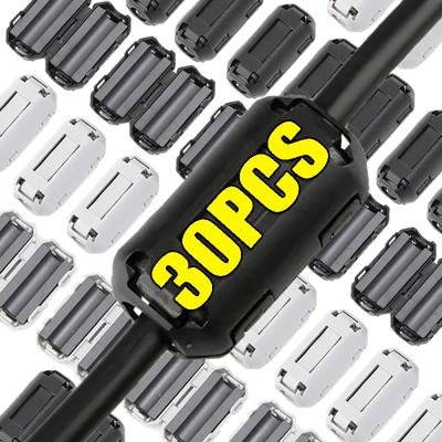 1-30 szt. Filtr szumów Klips magnetyczny Tłumik szumów Pierścień filtrujący Zacisk kablowy do Tłumik Przewód zasilający Sieciowy Pierścień magnetyczny