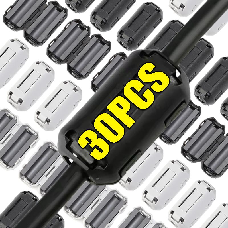 1-30Pcs Noise Filter Magnetic Clip Noise Suppressor Filter Ring Cable Clamp for Suppressor Powerline Power Cord Magnetic Ring