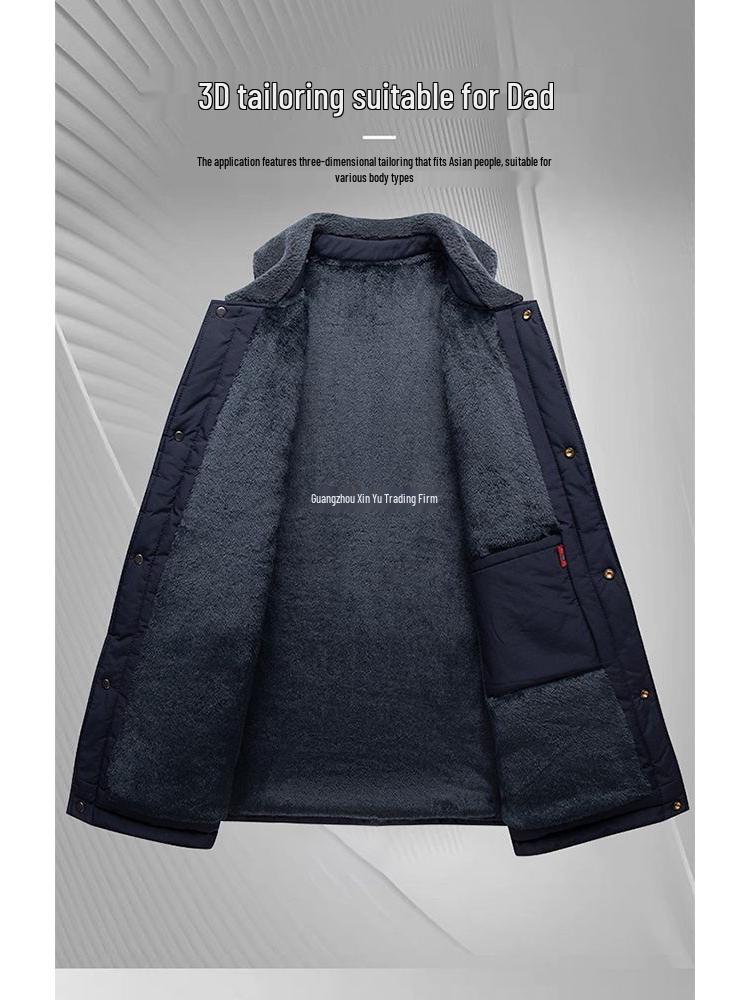 Men's Thickened Cotton Lapel Coat - Warm Winter Jacket for Mid-Aged and Elderly - Plus Size Available