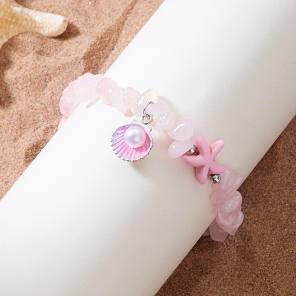 Bohemian Imitation Shell Gravel Beads Bracelet for Women Handmade Irregular Crush Stone Starfish Bracelet Summer Beach Jewelry
