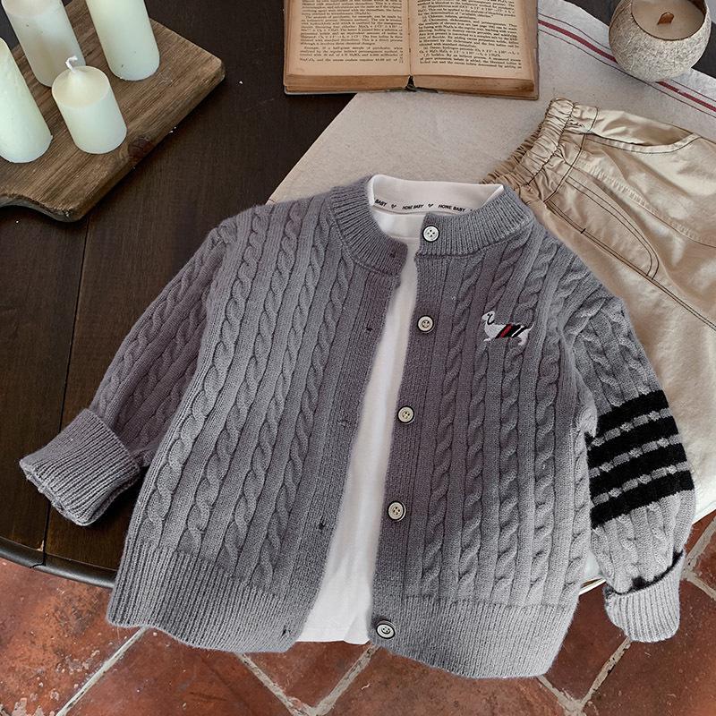 

2025 Boys Cartoon Knitted Cardigan - Trendy Autumn Sweater for Toddlers 100cm сірий колір