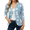 Women's Vintage Floral Print Three-Quarter Sleeve Loose Fit Lightweight Cardigan
