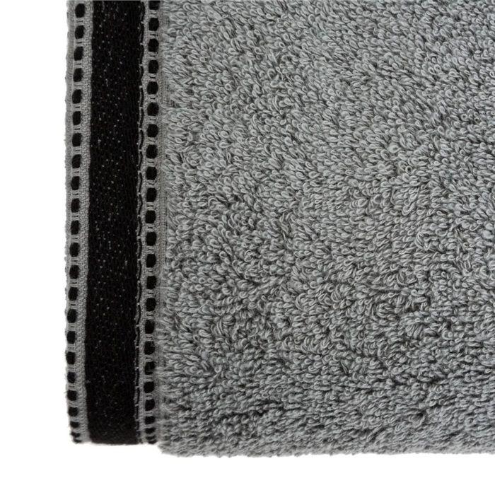 Serviette de toilette - Joia - 70 x 130 cm - 100% coton - Gris foncé avec bande noire