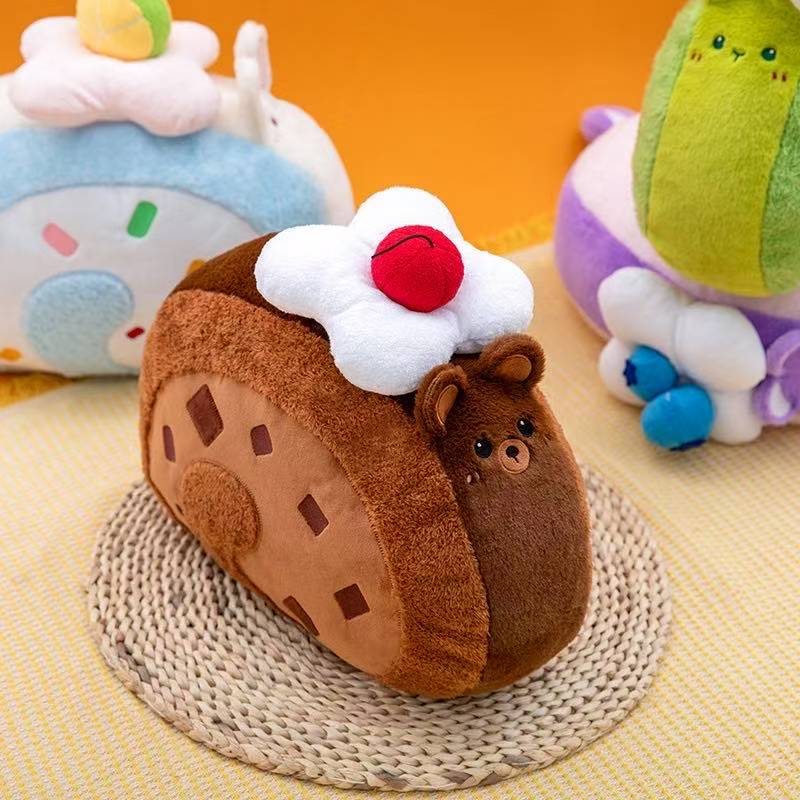 Newest Cake Roll Dessert Pillow Cushions Kawaii Stuffed Plush Toy Figure Doll Cartoon Anime Cute Kids Birthday Gift Doll