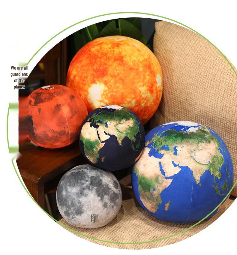 Sun Moon Mars Plush Planet Pillow - Creative Spherical Toy & Photography Prop for Kids