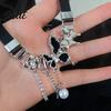 Faux Pearl Choker Women Chokder with Butterfly Charm Hollow Chain