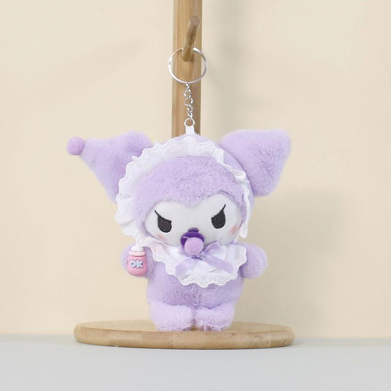 Sanrio Kuromi Plush Keychain With Pp Cotton Filling For Bag Decor And Collecting