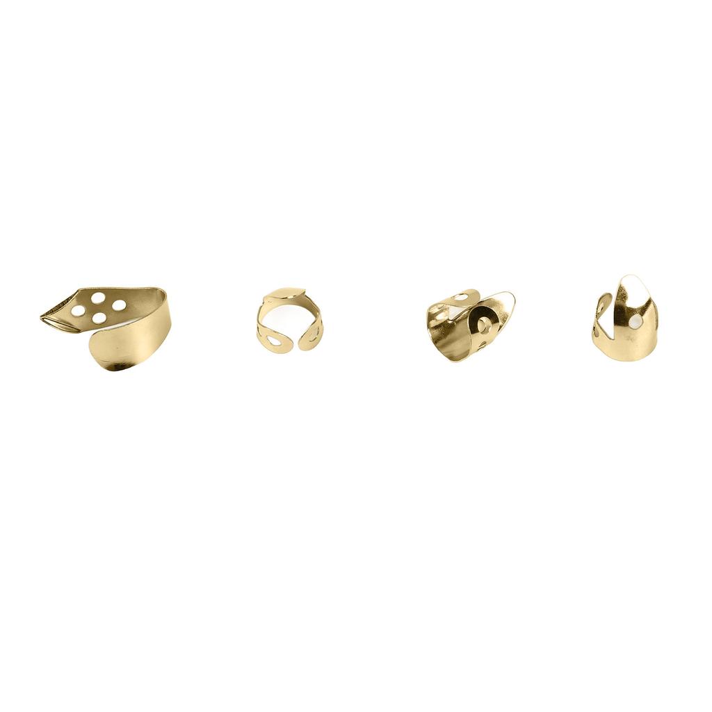 4Pcs Guitar Finger Pick Stainless Steel Glossy Appearance Metal Thumb Pick Guitar Accessories Gold
