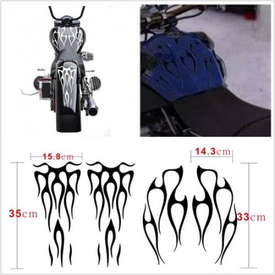 

1 Set Black Motorcycle Flame Vinyl Decals Sticker For Gas Tank&Fender Waterproof
