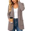 Women's Cardigan Color Long Sleeve with Pockets for Casual Wear