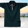 2024 Men's Plus Size Stand Collar Long Sleeve Polo Shirt with Zipper