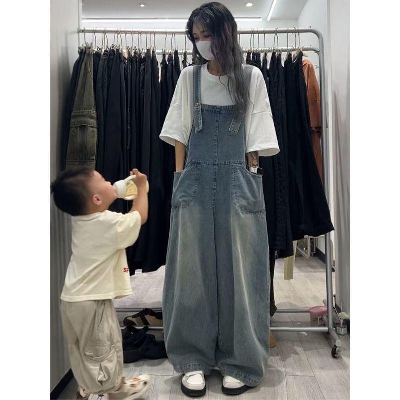 Women's Straight-Leg Denim Overalls: Cool, Sweet, Age-Defying, Relaxed Fit, High-Waisted, Loose, Wide-Leg Trendy Pants.