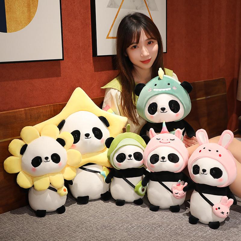 30/40cm Cute Panda Plush Toys Lovely Animal Bears Cosplay Unicorn Dinosaur Rabbit Flowers Pillow Stuffed Soft for Children Gift