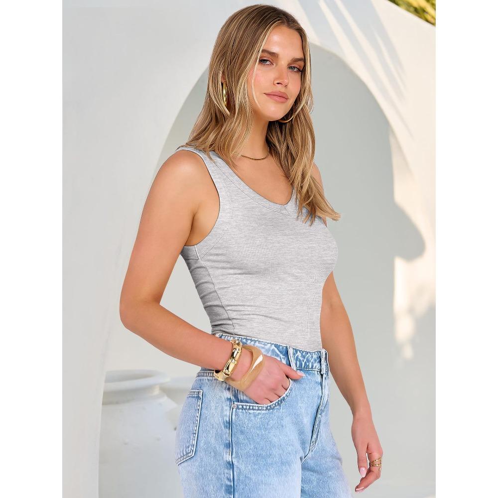 1-3 Stück Damen Geripptes Träger-Cami-Top, Eng anliegende Ärmellose Weste, Sommer-Trainings-Tanktop für Sport & Tägliche Kleidung