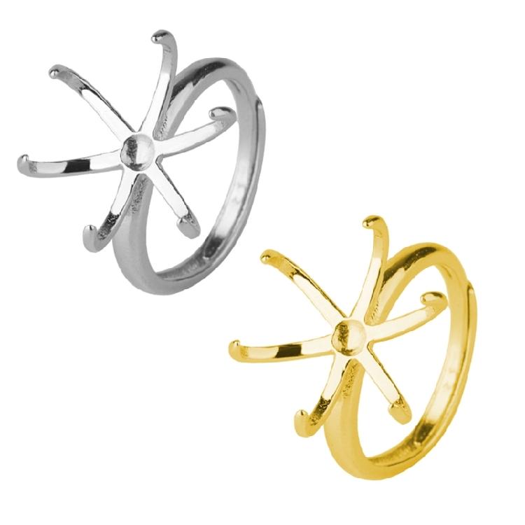 Pack of 4 Unique Claw Prong Style Rings Setting Durable Rings Blank Support Tray