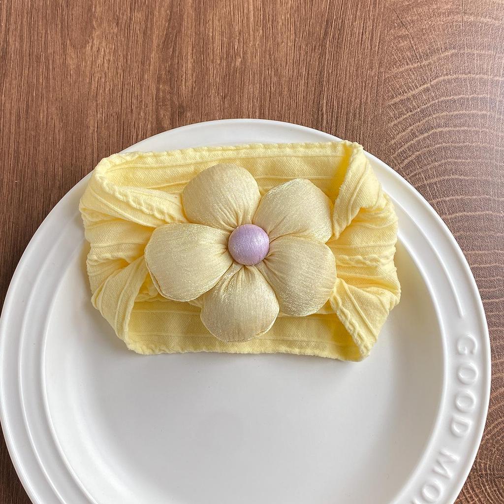 Baby Headband with Five-Petal Flower - Newborn Elastic Nylon Headwear