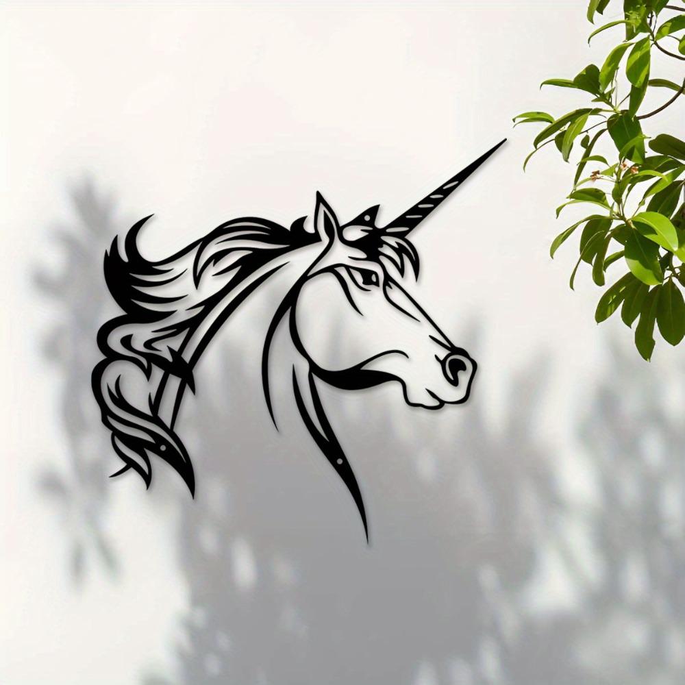 Metal Unicorn Wall Art Decor, 11.81 inch, Indoor Outdoor Use for Living Room Patio Balcony, No Power Needed