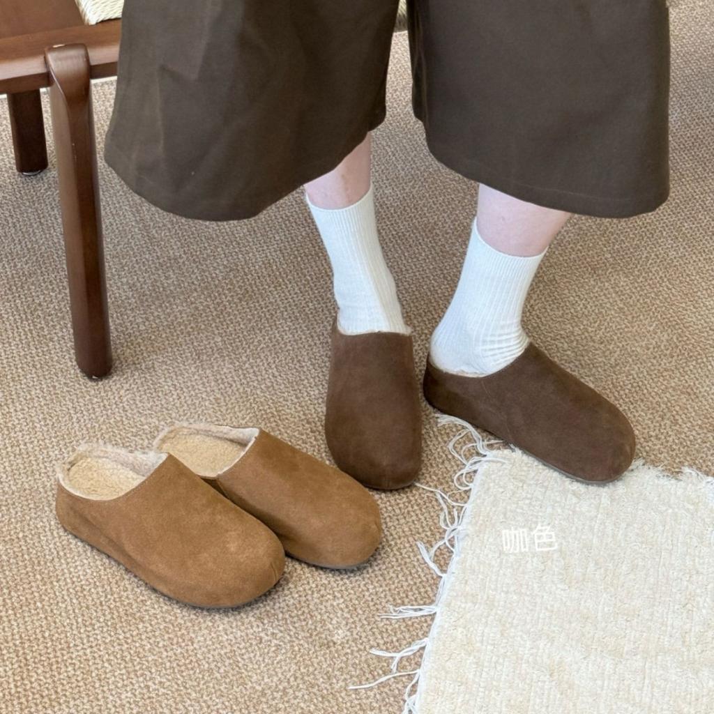 Baotou Half Slippers Women Wear Leather Shoes In Autumn and Winter New Versatile Platform Lazy Shoes