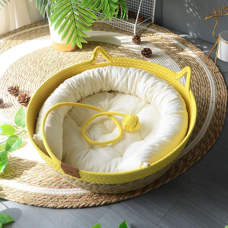 Rattan Woven Cat Bed: All-Season Winter Warm Nest for Pets
