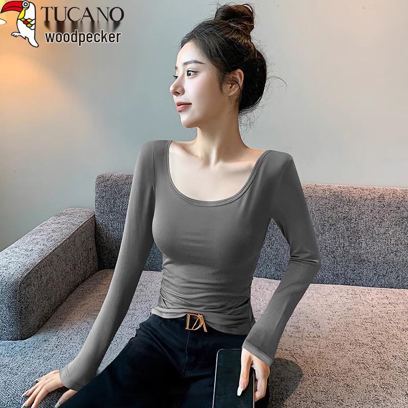 Women's Modal Double U-Neck Long Sleeve Base Layer T-Shirt