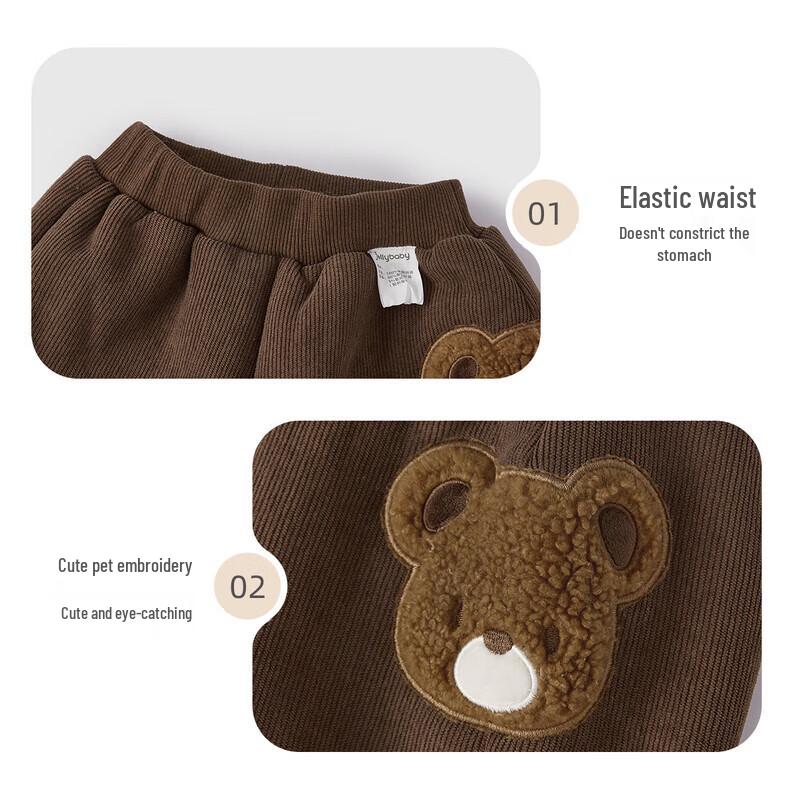 JELLYBABY Kids' Fleece-Lined Anti-Bacterial Cartoon Jogger Pants