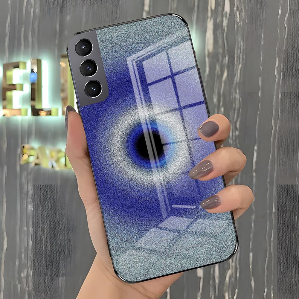 Cute Blue Evil Eye Phone Case For Samsung S26 S25 Plus S20 S20 Plus S22 Ultra S23 FE S21 Plus S21 Ultra Glass Cover