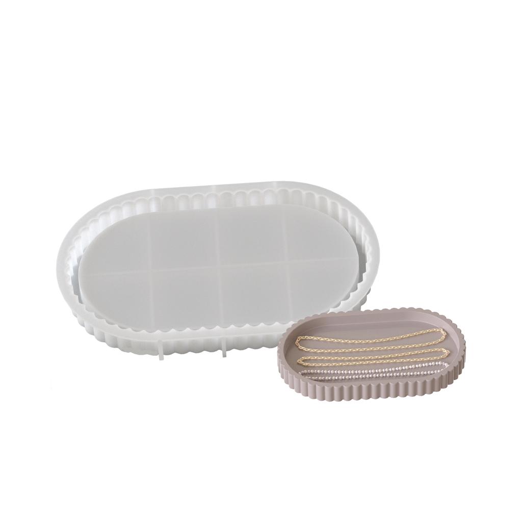 Creative Silicone Dish Coaster Mold Stylish Oval Striped Resin Mold For Artistic DIY Projects And Trinket Storage