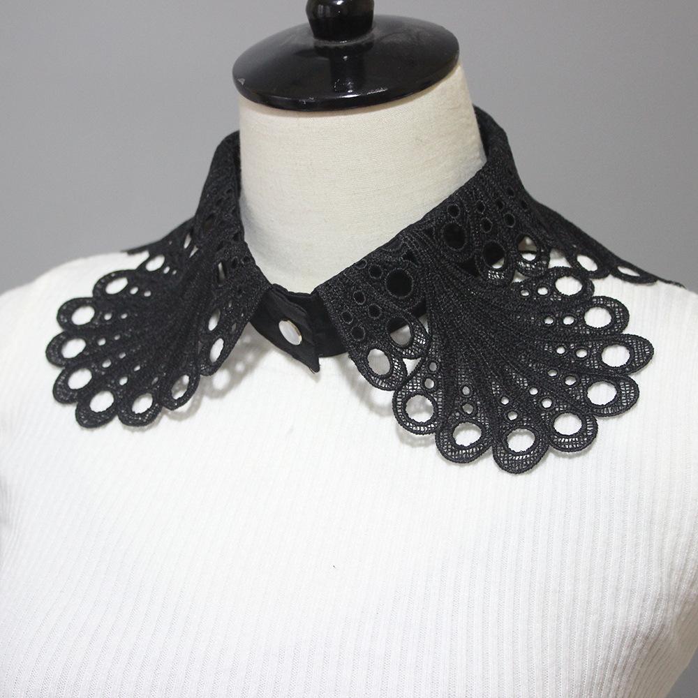 

Европейский и американский ажурный вышитый воротник-подделка, водорастворимый декоративный воротник-подделка чёрный