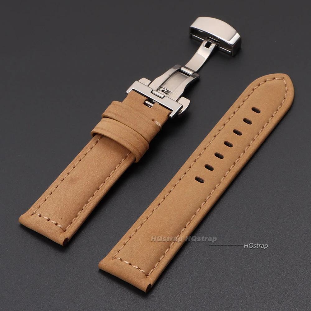 

Genuine Calfskin Leather Watchbands with Butterfly Buckle 20mm 22mm 24mm 26mm Watch Band Business Replace Wristwatch Strap 26mm світло-коричневого кольору