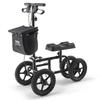 Folding Knee Scooter, Carbon Steel Steerable Knee Walker with Height-Adjustable Handlebar & Knee Pad, 12" All-Terrain Wheel, Dual Brakes, Leg Recovery