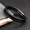 Mingao MF Double Leather Braided Stainless Steel Men's & Women Bracelets With Black/Brown Charm Magnet Clasp Custom Accessors