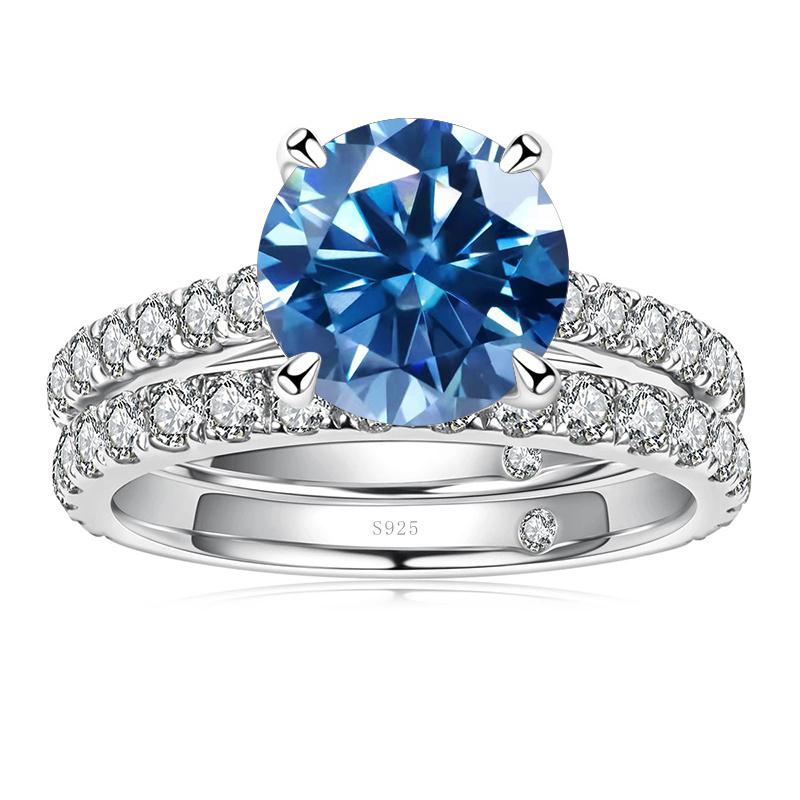 Bague Ringen Inel de lux Moissanite Culoare D 3.0 Ct Bijuterii pentru femei din argint 925 cu design cu patru gheare Seturi de mireasă pentru nuntă