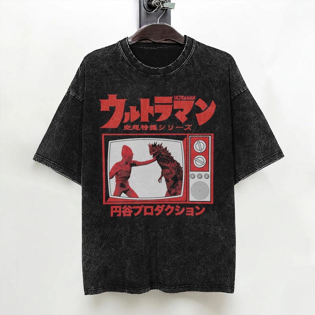 Ultraman Zero Chibi Style Kawaii Washed T Shirt Streetwear HipHop Vintage TShirts Tee Shirt for Men Women Short Sleeve Harajuku