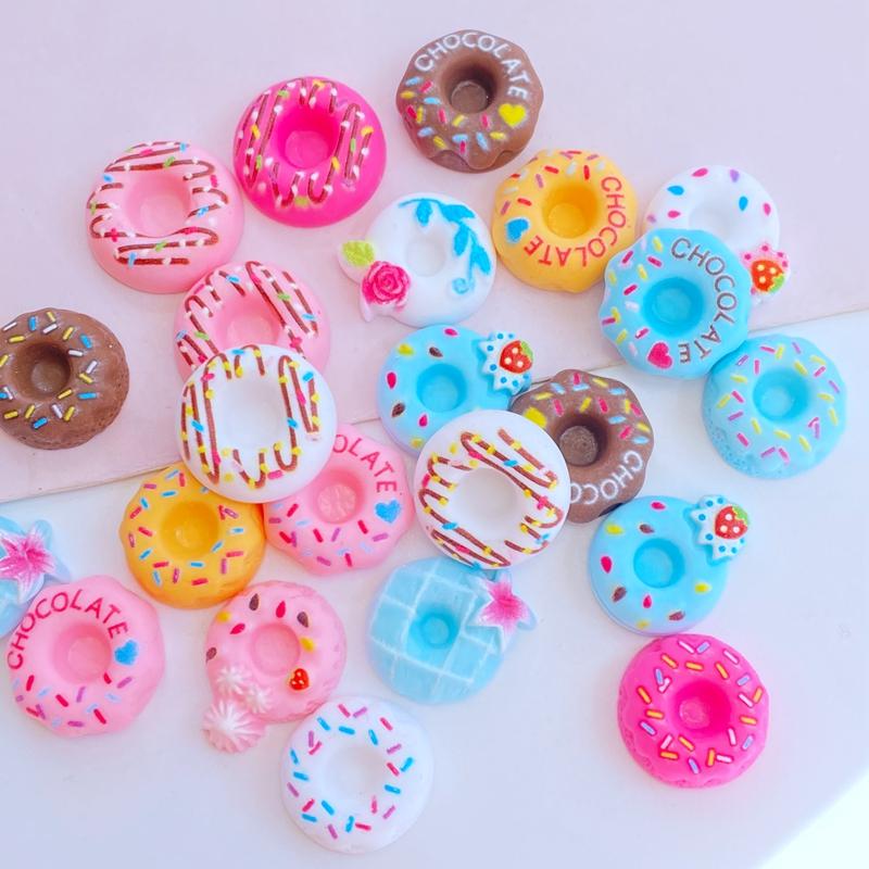 

20Pcs Cute Mini Lovely Doughnut Bread Flat Back Resin Cabochons Scrapbooking DIY Jewelry Craft Decoration Accessories
